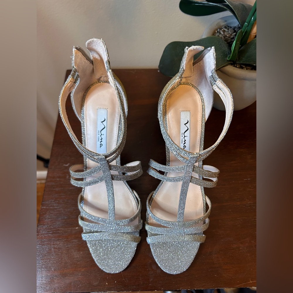 Silver NINA Heels